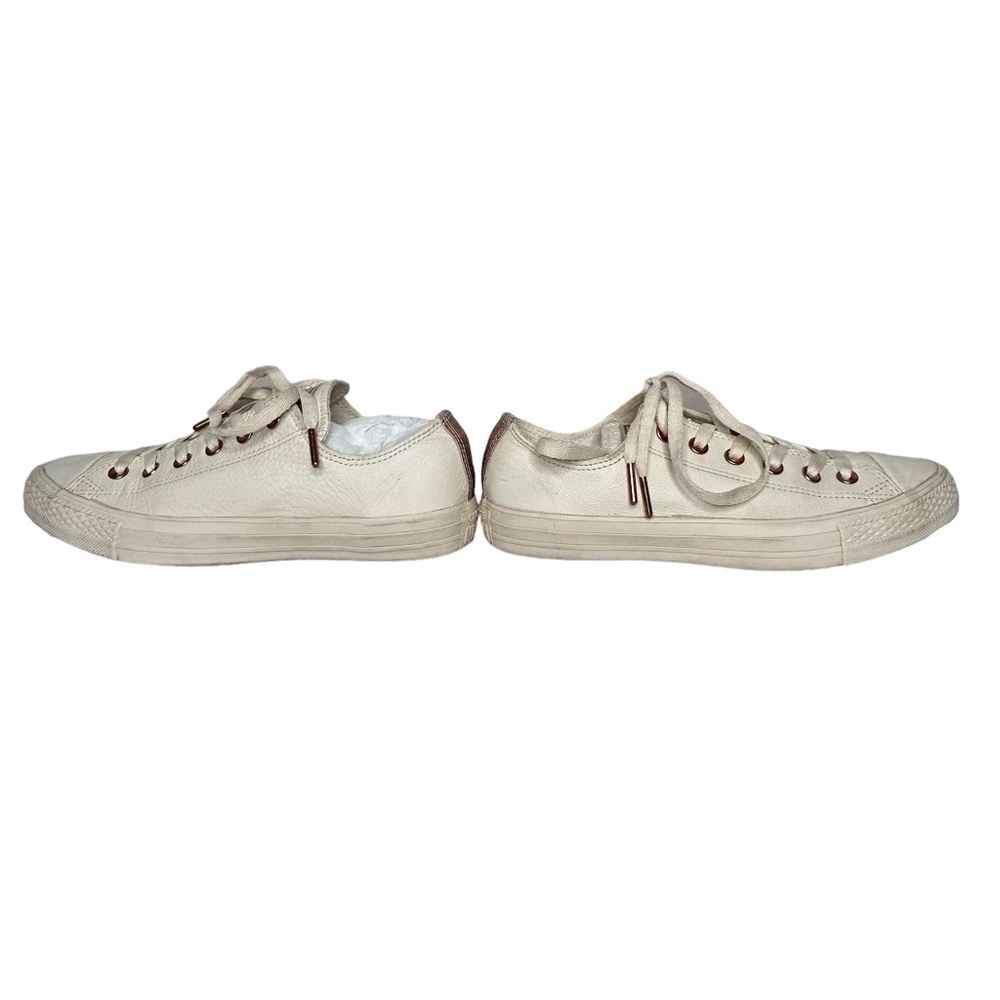 Converse Chuck Taylor All Star Creamy White Leather Lace-Up Classic Sneakers - Picture 6 of 11